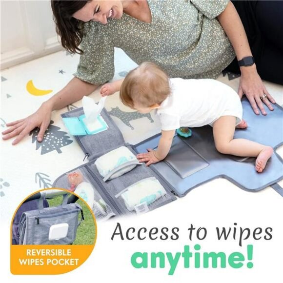 Portable Baby Changing Pad Travel Diaper Mat with Wipes Pocket Stroller Bag - Picture 5 of 7